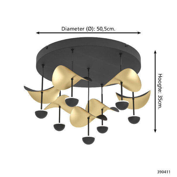 Stars of Light modern - design - plafondlamp - 7-lichts - zwart goud - Dracera