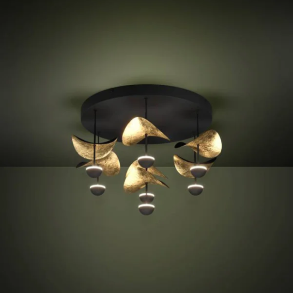 Stars of Light modern - design - plafondlamp - 7-lichts - zwart goud - Dracera