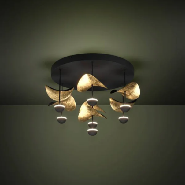 Stars of Light Modern design plafondlamp Dracera 7 lichts zwart goud