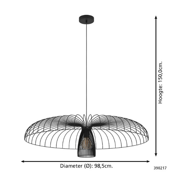 Stars of Light Moderne Industriële hanglamp Champerico 1-lichts Ø98,5 cm zwart