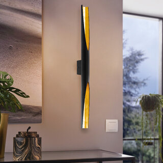 Wandlamp San Cono 89 cm zwart / goud 2-lichts