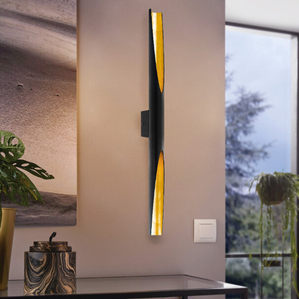 Stars of Light Industriële wandlamp San Cono 2-lichts 89 cm zwart goud