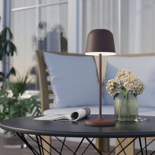 Moderne tafellamp Mannera 1-lichts bruin oplaadbaar