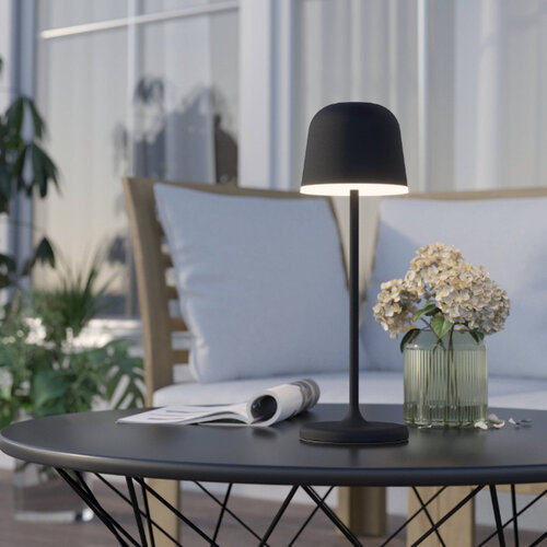 Moderne tafellamp Mannera 1-lichts zwart oplaadbaar
