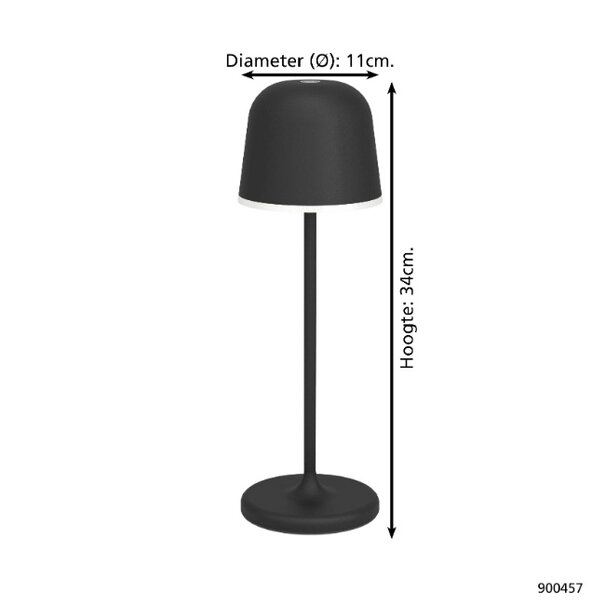 Stars of Lights Moderne tafellamp Mannera 1-lichts zwart oplaadbaar