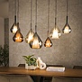 Retro design hanglamp Talin 7-lichts met gekleurde glazen