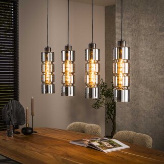 Hanglamp Caro 4-lichts cilinder glas