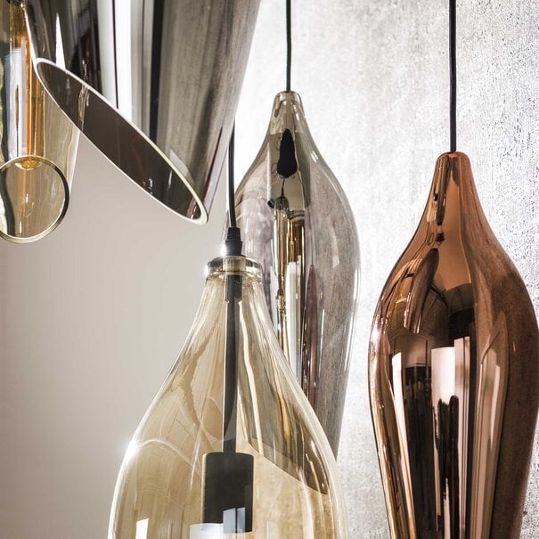 BelaLuz Design hanglamp Sferra 5-lichts getrapt met gekleurde glazen