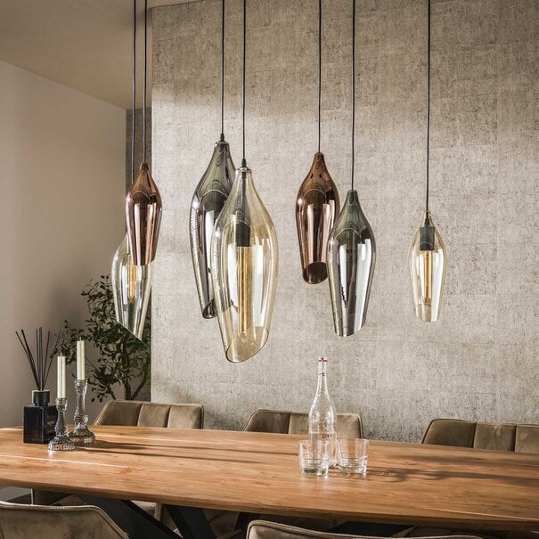 BelaLuz Design hanglamp Sferra 7 lichts met gekleurde glazen