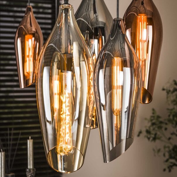 BelaLuz Design hanglamp Sferra 7 lichts met gekleurde glazen