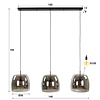 BelaLuz Moderne hanglamp Dash 3-lichts smoke glas