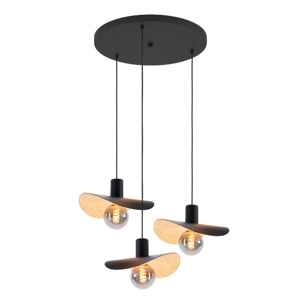 Stars of Lights Modern design hanglamp Saceda 3-lichts getrapt zwart goud