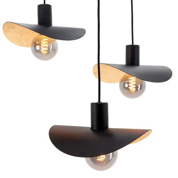 Stars of Lights Modern design hanglamp Saceda 3-lichts getrapt zwart goud