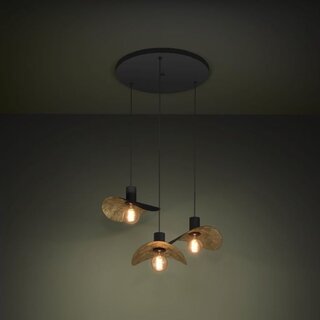 Hanglamp Saceda 3-lichts getrapt zwart goud
