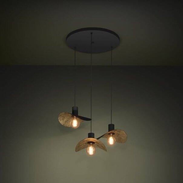 Stars of Light Modern design hanglamp Saceda 3-lichts getrapt zwart goud