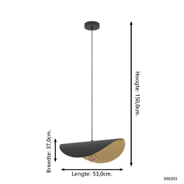 Stars of Light Industriële hanglamp Saceda 1-lichts Ø53 cm zwart goud