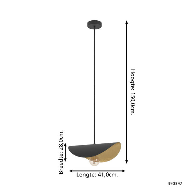 Stars of Light Industriële hanglamp Saceda 1-lichts Ø41 cm zwart goud