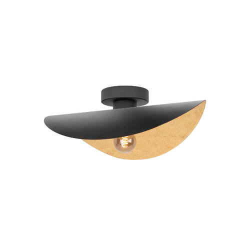 Industriële plafondlamp Saceda 1-lichts zwart goud