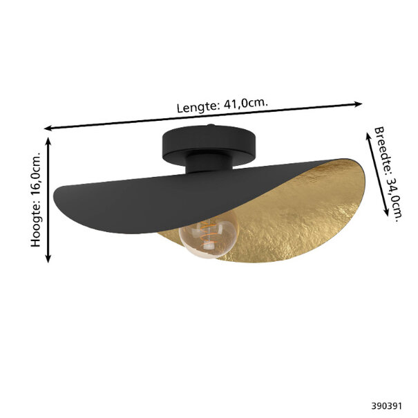 Stars of Light Industriële plafondlamp Saceda 1-lichts zwart goud