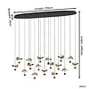 Stars of Lights industrieel design hanglamp Dracera 17 lichts zwart goud