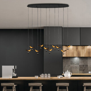 Hanglamp Dracera 10-lichts zwart goud