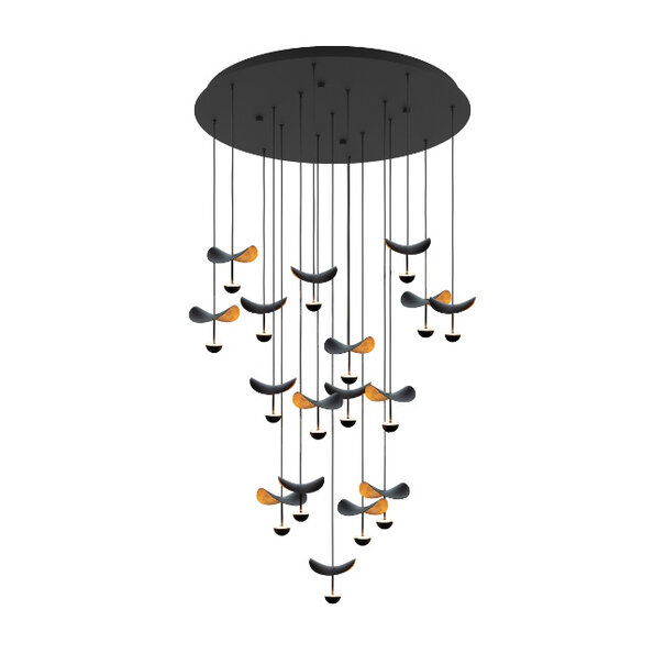 Stars of Light Modern design hanglamp Dracera 17 lichts zwart goud rond