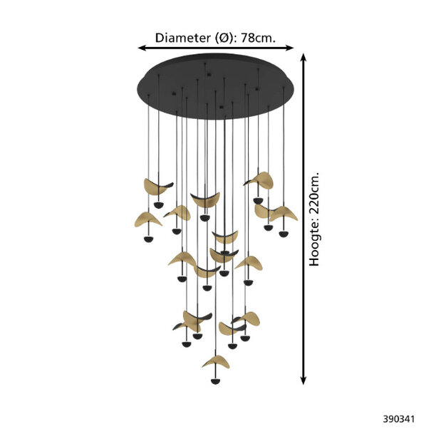 Stars of Lights Modern design hanglamp Dracera 17 lichts zwart goud rond