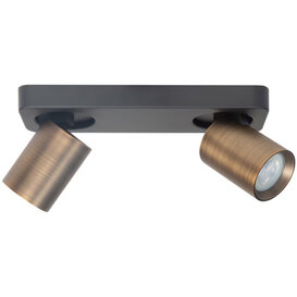 Opbouwspot Oliver 2-lichts zwart/brons