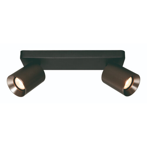 Moderne Industriële opbouwspot Strano 2-lichts balk zwart gun metal