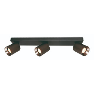 Opbouwspot Strano 3-lichts balk zwart/gunmetal