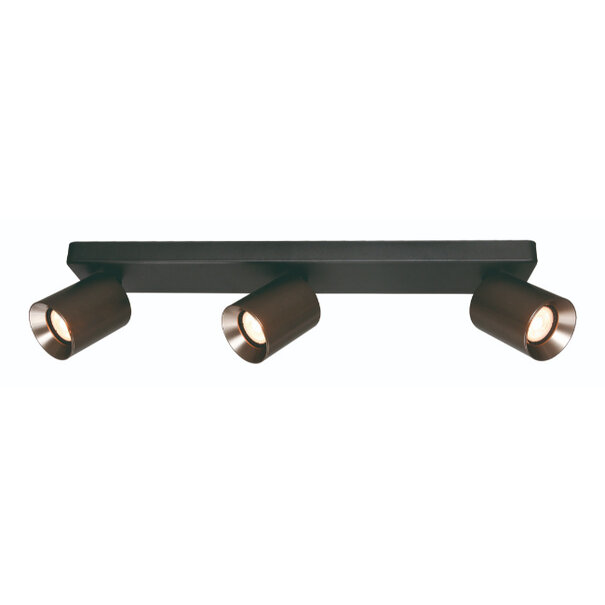 Freelight Moderne Industriële opbouwspot Strano 3-lichts balk zwart gun metal