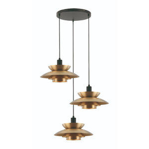 Freelight Retro Hotel Chique hanglamp Muschio 3-lichts getrapt goud