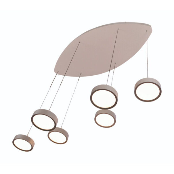 Freelight Modern Scandinavisch hanglamp Alieno 6 lichts ovaal crème