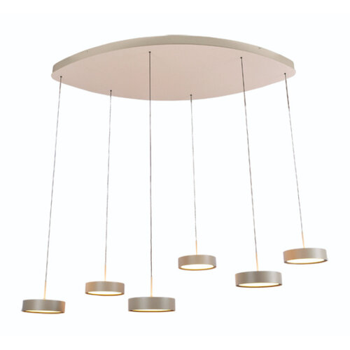 Modern Scandinavisch hanglamp Alieno 6 lichts ovaal crème