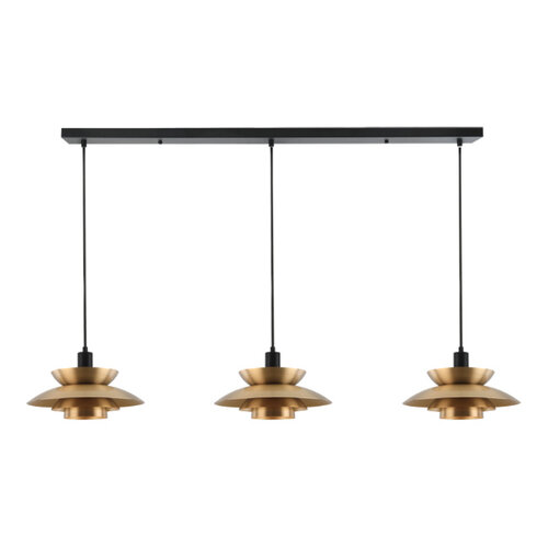 Retro Hotel chique hanglamp Muschio 3-lichts balk goud