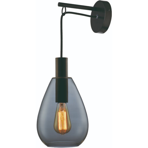 Modern Industriële wandlamp Dorato 1-lichts zwart met smoke glas