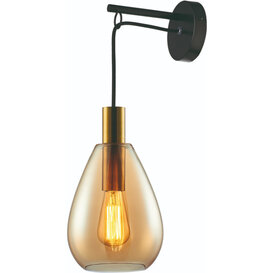 Wandlamp Dorato 1-lichts goud amber glas