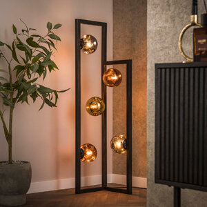 BelaLuz Moderne Design vloerlamp Miro 5-lichts charcoal met gekleurde glazen