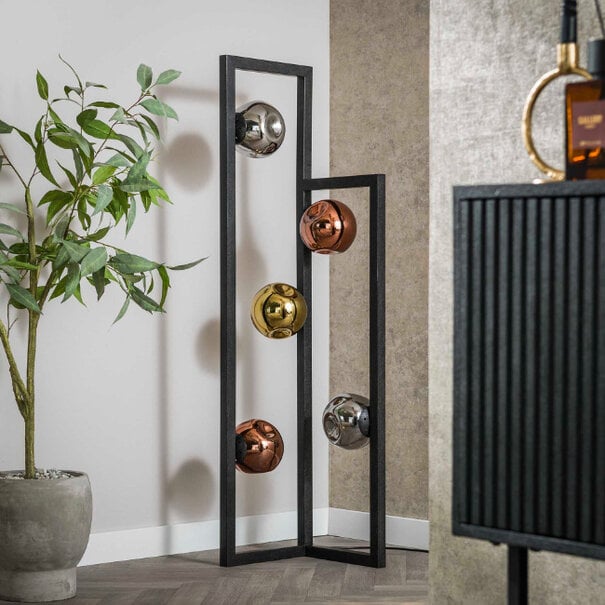 BelaLuz Moderne Design vloerlamp Miro 5-lichts charcoal met gekleurde glazen