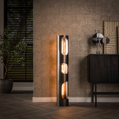 Industriële tafellamp Zane 3-lichts zwart nikkel