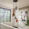 BelaLuz Oosters design hanglamp Trio 5-lichts met gekleurde glazen