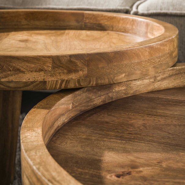 BelaLuz Modern landelijke salontafel Bono 2 set mangohout
