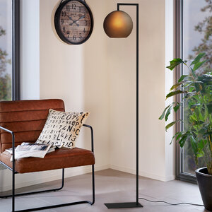 Stars of Light Moderne Industriële vloerlamp Arangona 1-lichts zwart met mat glas