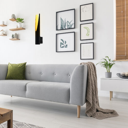 Industriële wandlamp San Cono 1-lichts zwart goud