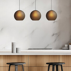 Hanglamp Arangona 3-lichts balk  zwart mat glas