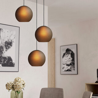 Hanglamp Arangona 3-lichts getrapt  zwart mat glas
