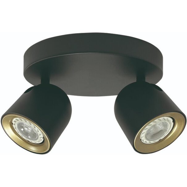 Freelight Moderne opbouwspot Solare 2-lichts rond zwart