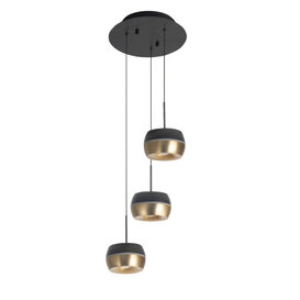 Hanglamp Nova 3-lichts zwart goud