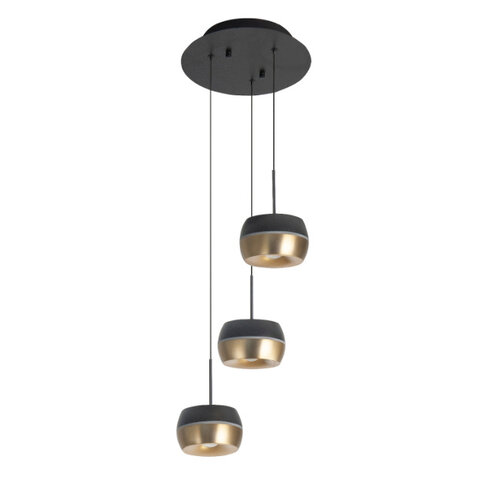 Modern design Nova hanglamp 3-lichts getrapt zwart goud