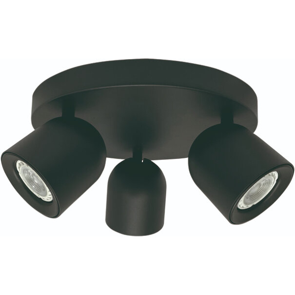 Freelight Moderne opbouwspot Solare 3-lichts rond zwart